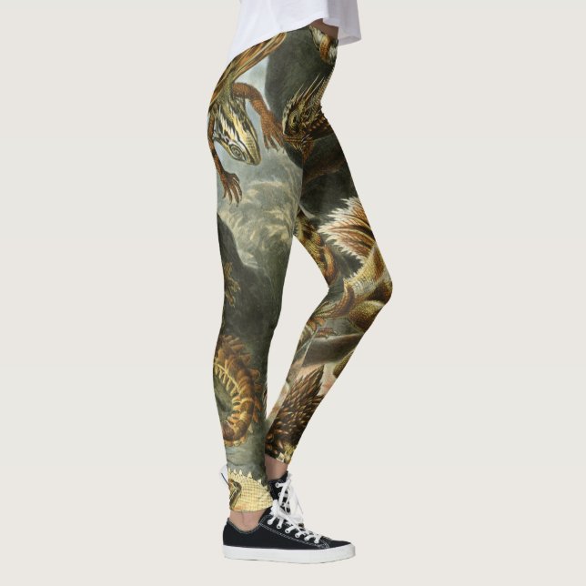 Ernst Haeckel old fashion illustration Lacertilia Leggings (Right)
