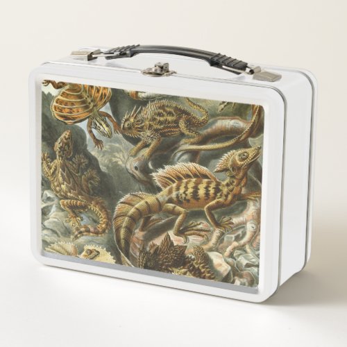 Ernst Haeckel old fashion illustration Lacertilia Metal Lunch Box