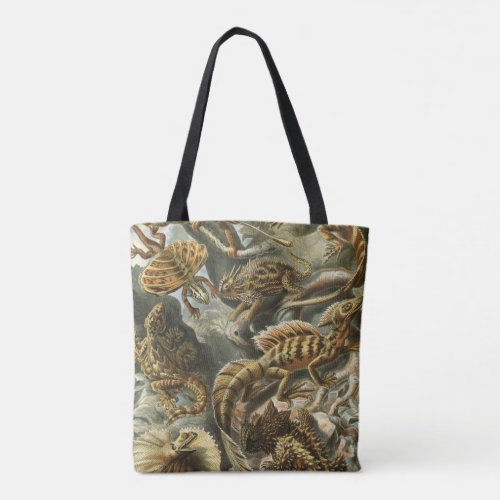 Ernst Haeckel old fashion illustration Lacertilia Tote Bag