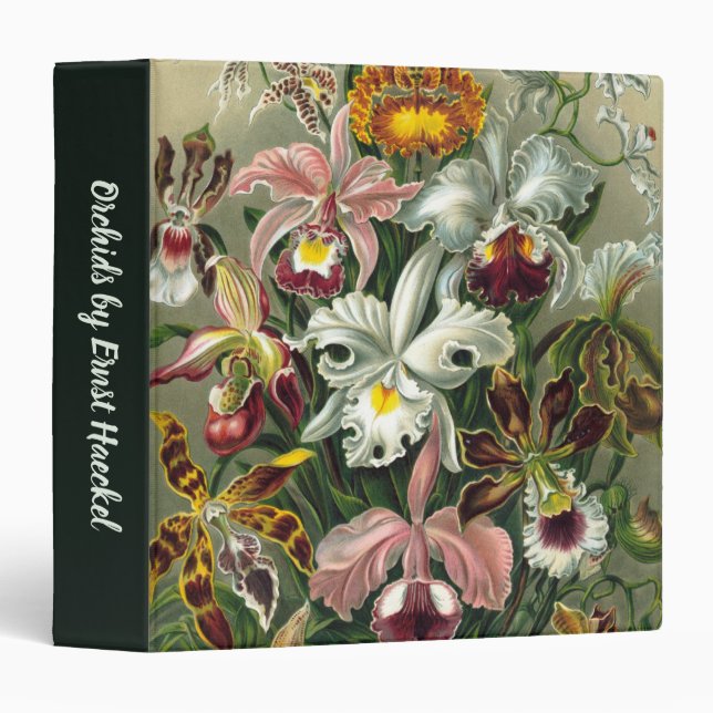 Ernst Haeckel Orchids, Vintage Rainforest Flowers 3 Ring Binder (Front/Spine)
