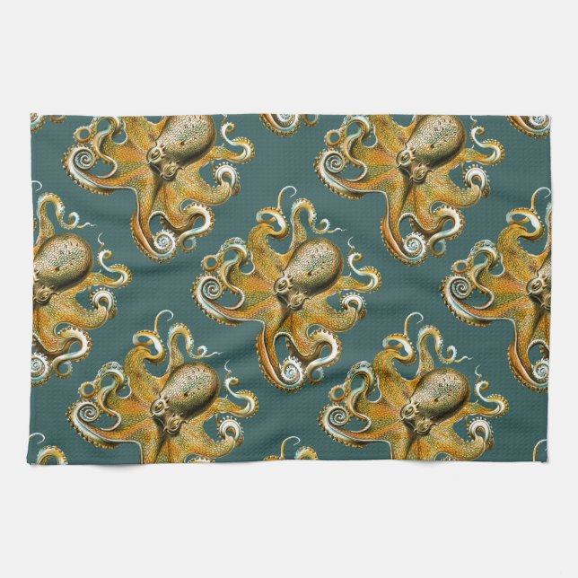 Ernst Haeckel’s Octopus Kitchen Towel (Horizontal)