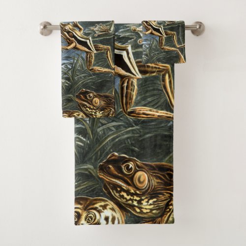 Ernst Haeckel variety of exotic frogsBatrachia Bath Towel Set