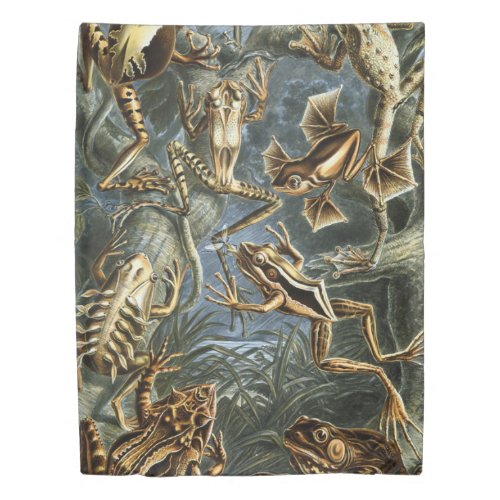 Ernst Haeckel variety of exotic frogsBatrachia Duvet Cover