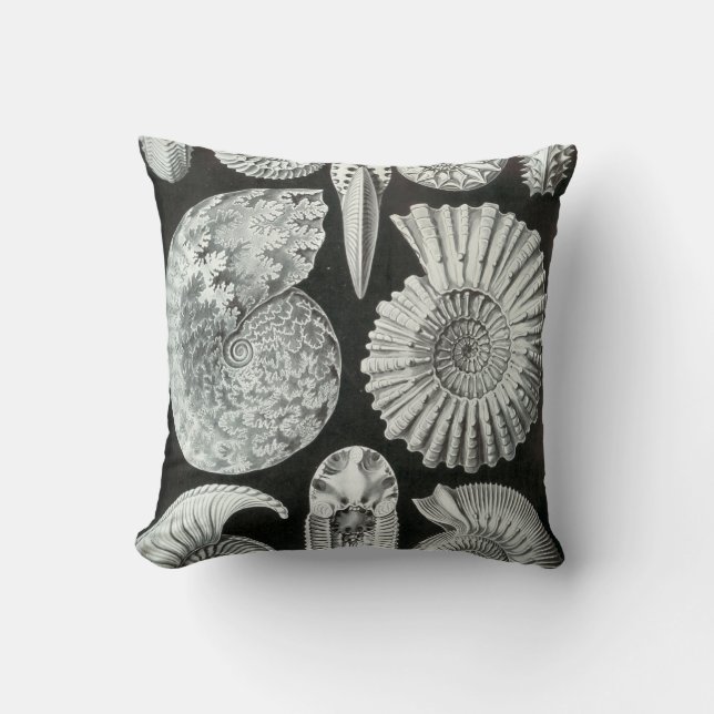 Ernst Haeckel's Ammonites Throw Pillow (Front)