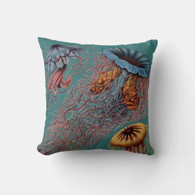 Ernst Haeckel's Disco Medusae Throw Pillow (Front)