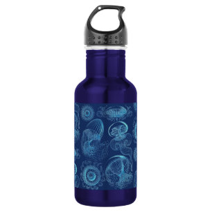 Ernst Haeckel's Leptomedusae (Dark Blue) Water Bottle