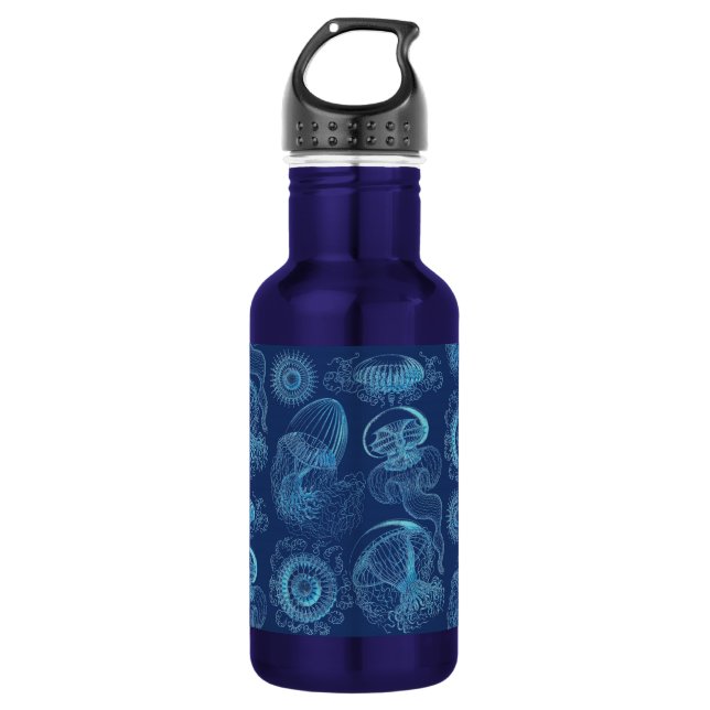 Ernst Haeckel's Leptomedusae (Dark Blue) Water Bottle (Front)