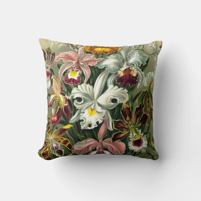 Ernst Haeckel's Orchidaceae Throw Pillow (Front)