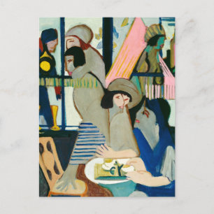 Ernst L. Kirchner, Cafe, Colorful Modern Art Postcard