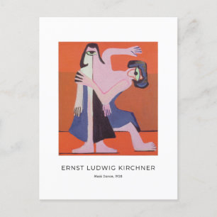 Ernst L. Kirchner - Mask Dance - Colorful Fine Art Postcard
