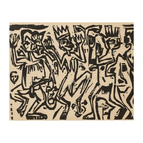 Ernst Ludwig Kirchner Die Irren Woodcut Wood Wall Art