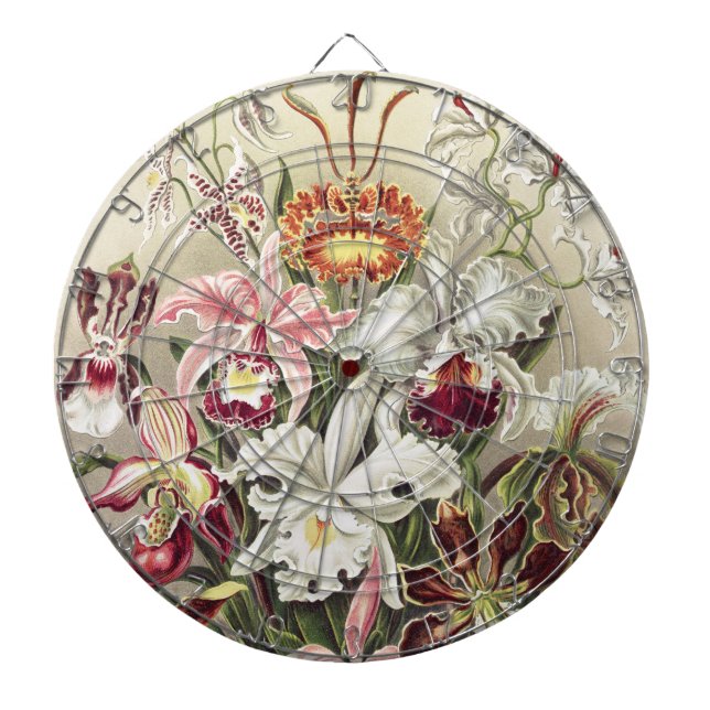 ErnstHaeckel Vintage Botanical Orchid Illustration Dart Board (Front)