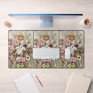 ErnstHaeckel Vintage Botanical Orchid Illustration Desk Mat