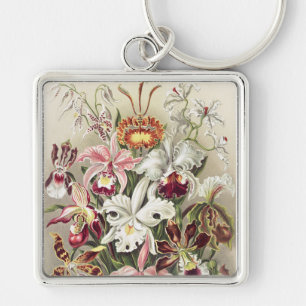 ErnstHaeckel Vintage Botanical Orchid Illustration Keychain