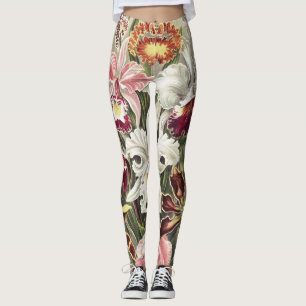 ErnstHaeckel Vintage Botanical Orchid Illustration Leggings
