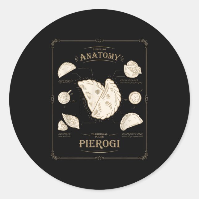 Erogi Dumpling Anatomy Unique Lish Recipe Tee, Per Classic Round Sticker (Front)