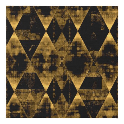 Erratic Gold and Black Diamond Faux Canvas Print