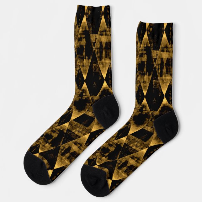 Erratic Gold and Black Diamond Socks (Left)
