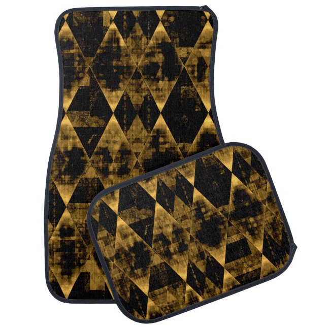 Erratic Gold and Black Diamonds Car Floor Mat (Set)