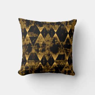 Erratic Gold and Black Diamonds Throw Pillow