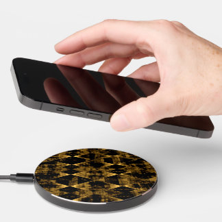 Erratic Gold and Black Diamonds Wireless Charger