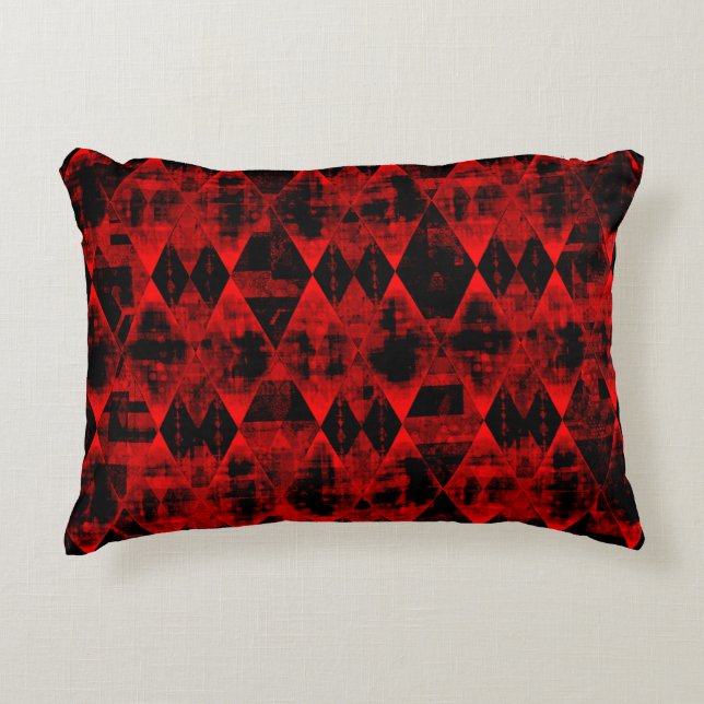 Erratic Red and Black Diamond Wonder Accent Pillow (Front)