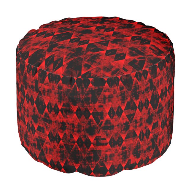 Erratic Red and Black Diamond Wonder Pouf (Angled Front)