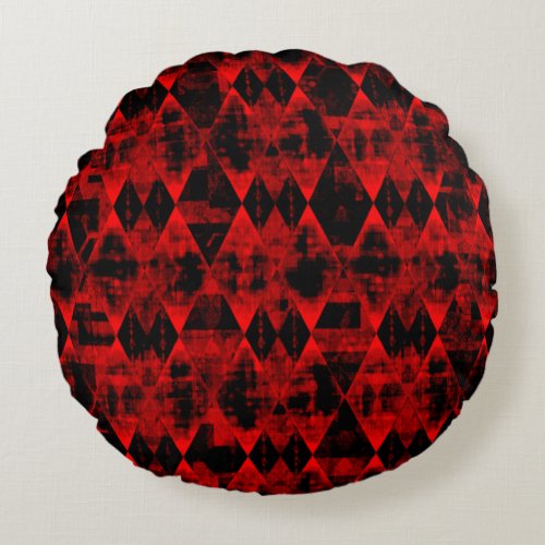 Erratic Red and Black Diamond Wonder Round Pillow