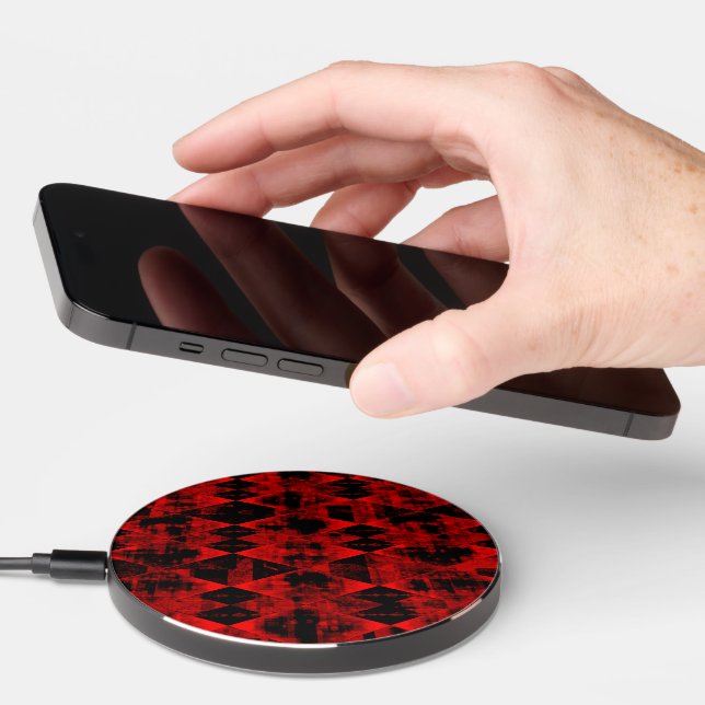 Erratic Red and Black Diamond Wonder Wireless Charger (Hand)