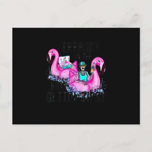 Errbody In The Pool Gettin Tipsy Skull Flamingo S Postcard