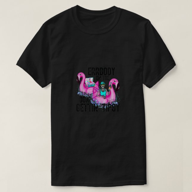 Errbody In The Pool Gettin' Tipsy Skull Flamingo S T-Shirt (Design Front)
