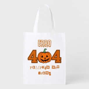 Error 404 Costume Not Found Funny Halloween Grocery Bag