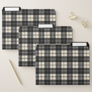 Erskine Black and White Modern Scottish Tartan File Folder