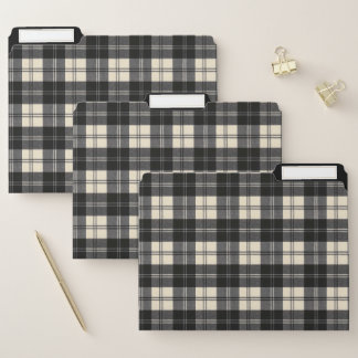 Erskine Black and White Modern Scottish Tartan File Folder