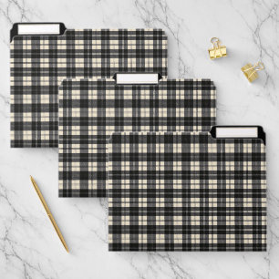 Erskine Black and White Modern Scottish Tartan File Folder