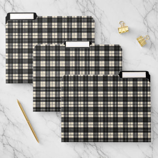Erskine Black and White Modern Scottish Tartan File Folder