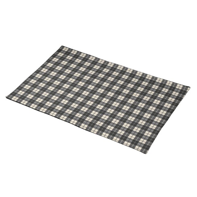Erskine Black and White Scottish Tartan   Cloth Placemat (On Table)
