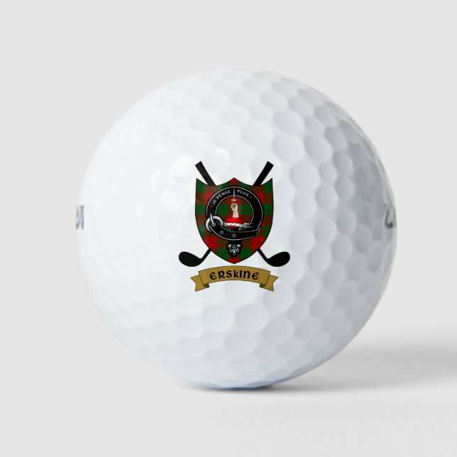 Erskine Clan Badge & Crossed Golf Clubs Balls (Front)