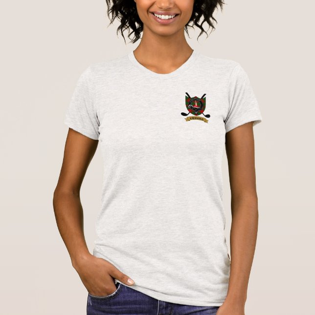 Erskine Clan Badge & Tartan Golf T-Shirt (Front)