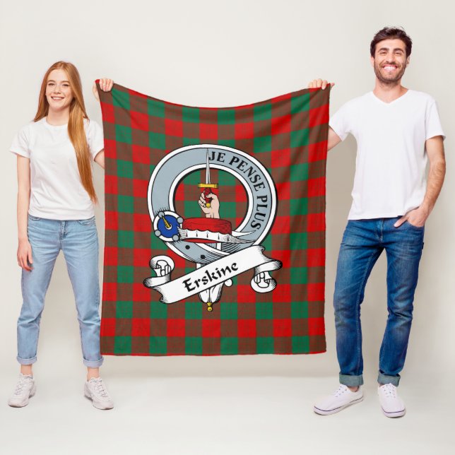 Erskine Clan Badge Tartan Plaid Fleece Blanket (In Situ)