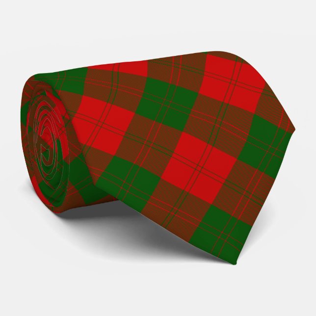 Erskine tartan red green plaid neck tie (Rolled)