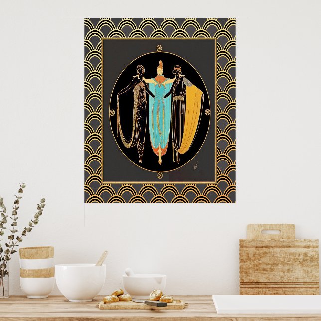 ERTE Art Deco Three Ladies Poster | Zazzle