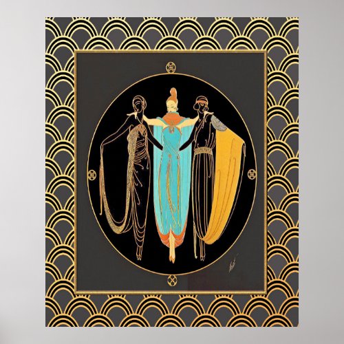 ERTE Art Deco Three Ladies Poster