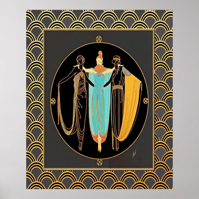 ERTE Art Deco Three Ladies Poster | Zazzle