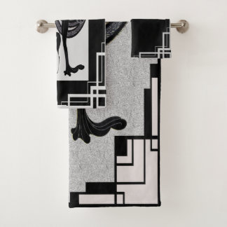 Erte Lady with Dog Art Deco Bath Towel Set