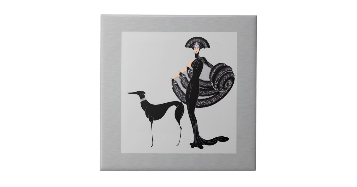 ERTE Lady with Dog Ceramic Tile | Zazzle