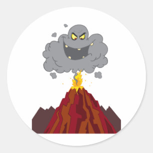Erupting Of Volcano With Black A Black Cloud Classic Round Sticker