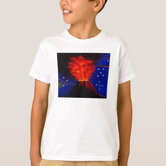 Erupting Volcano and Stars T-Shirt (Front)