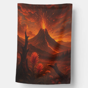 Erupting Volcano Art – Nature’s Fiery Gift House Flag
