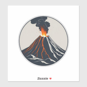 Erupting Volcano Modern Art Illustration Sticker